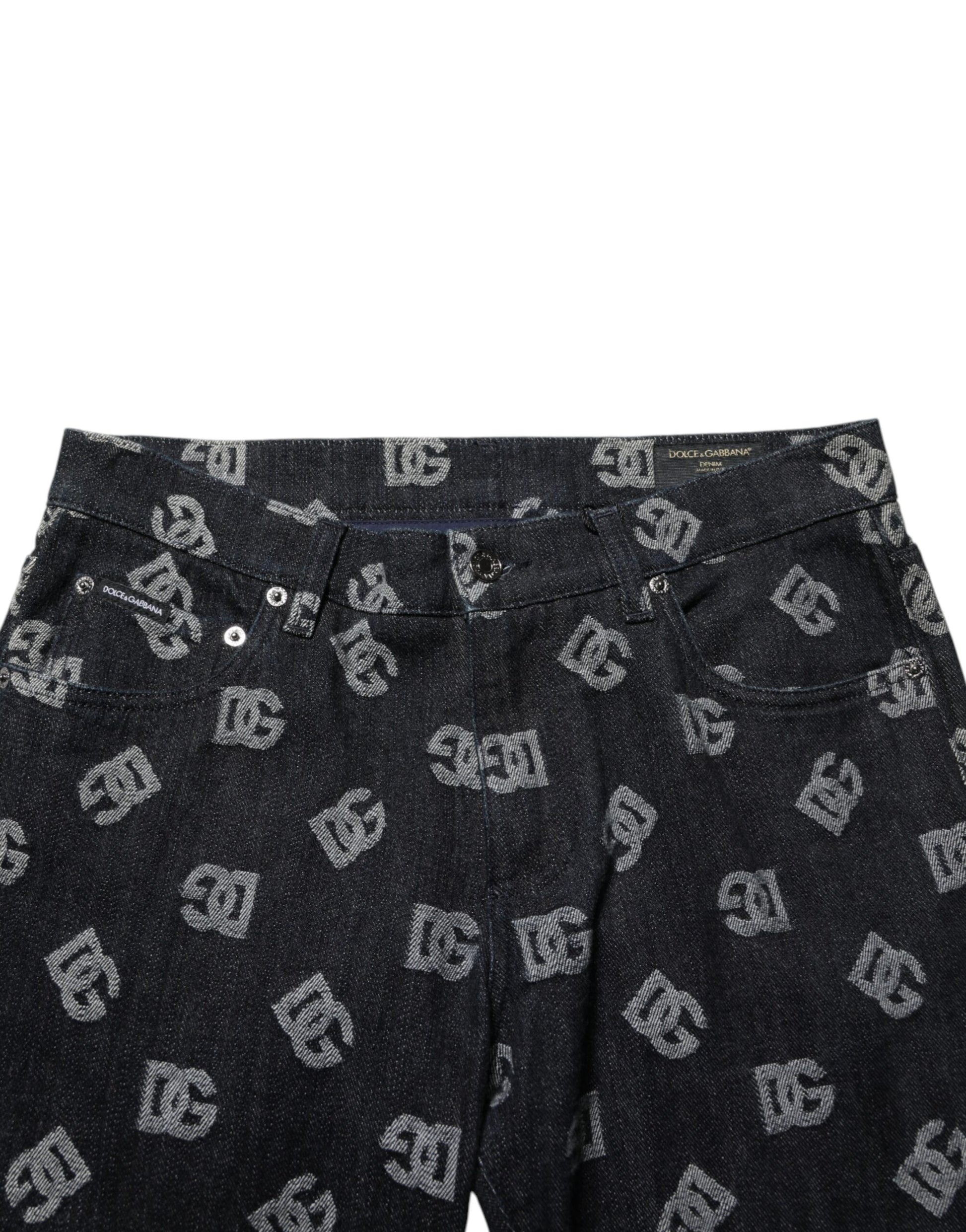 Black DG Monogram Cotton Skinny Denim Jeans