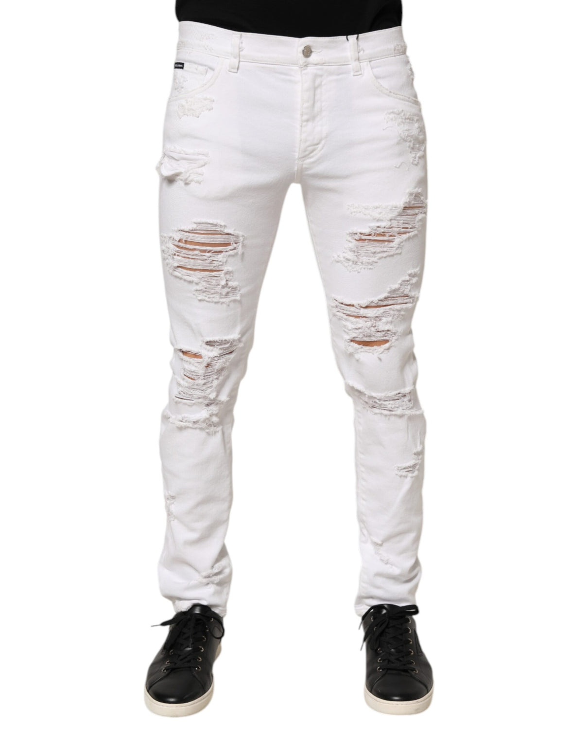 White Distressed Ripped Denim Trouser Jeans