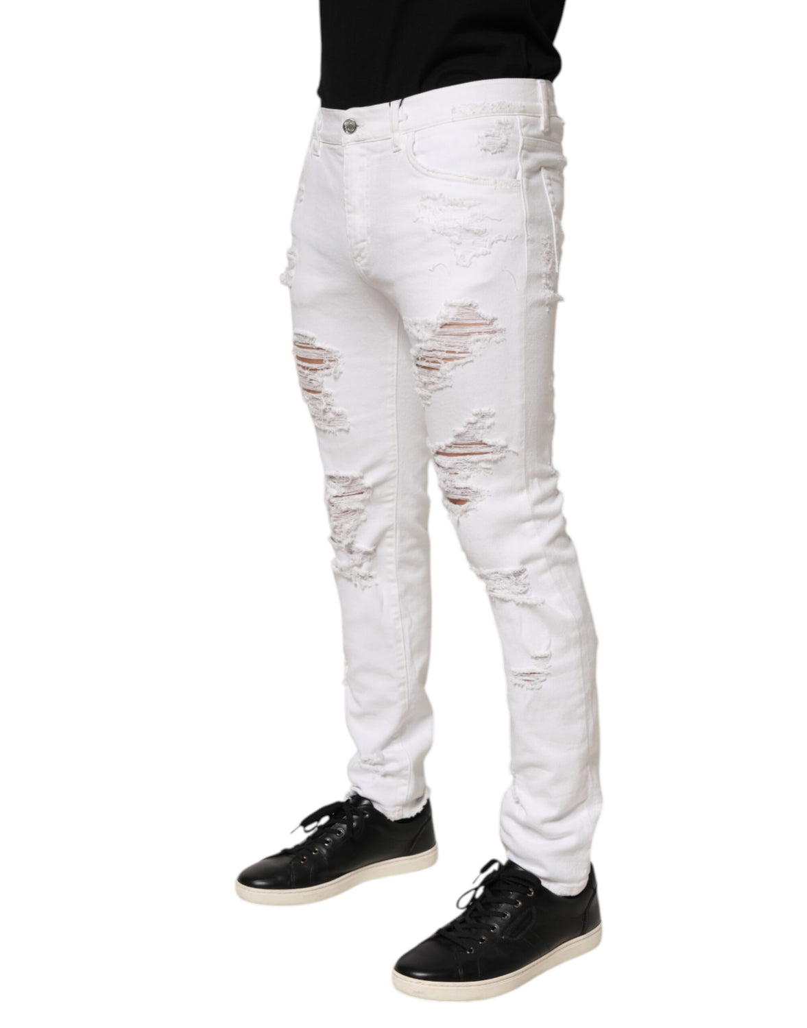 White Distressed Ripped Denim Trouser Jeans