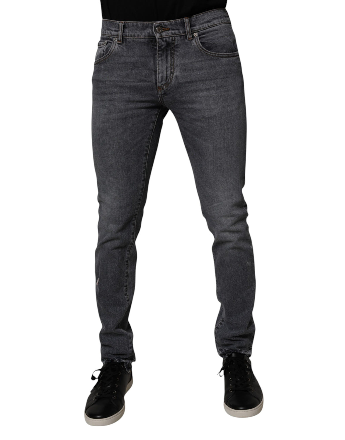 Dark Gray Cotton Stretch Skinny Denim Jeans