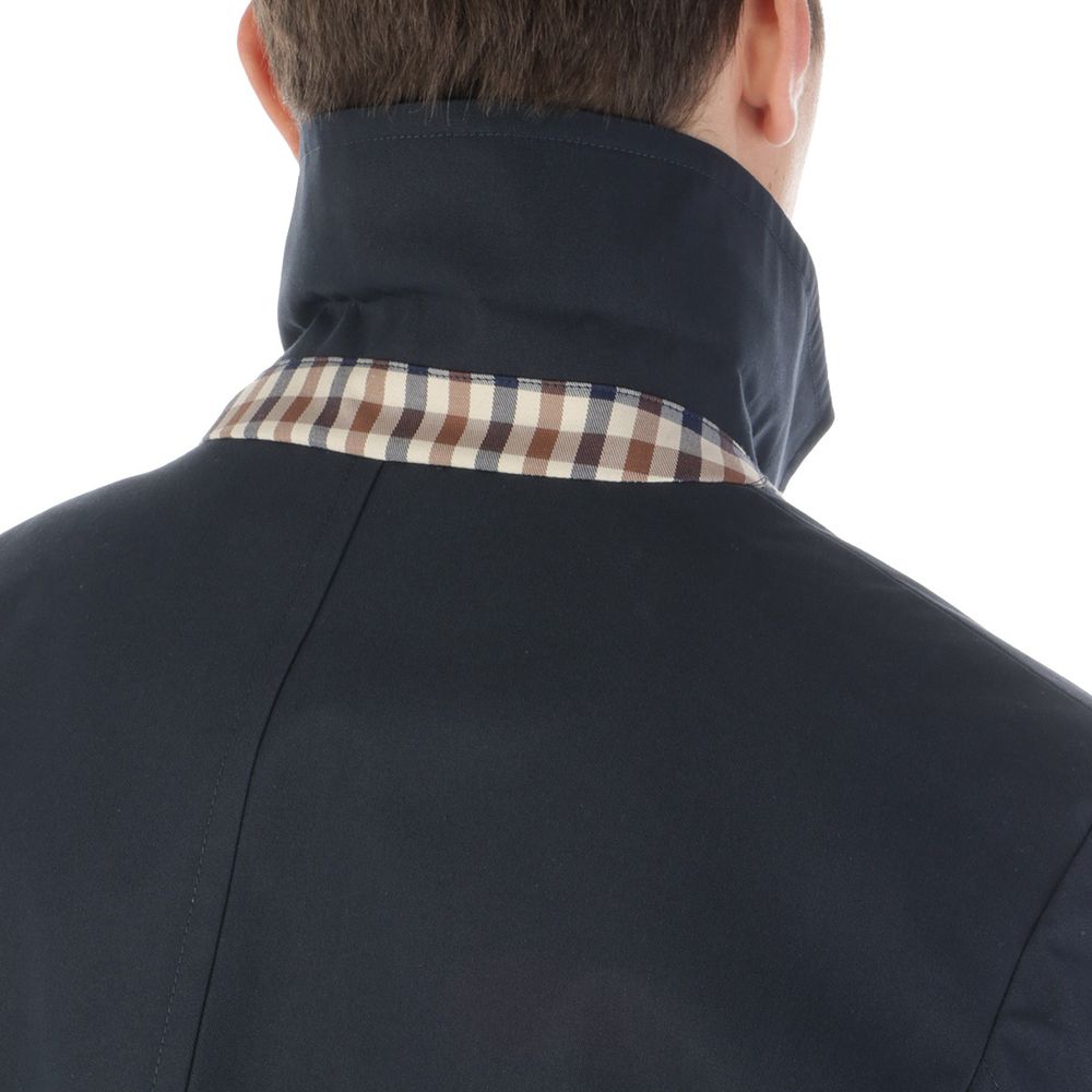 Blue Cotton Men's Trench Coat
