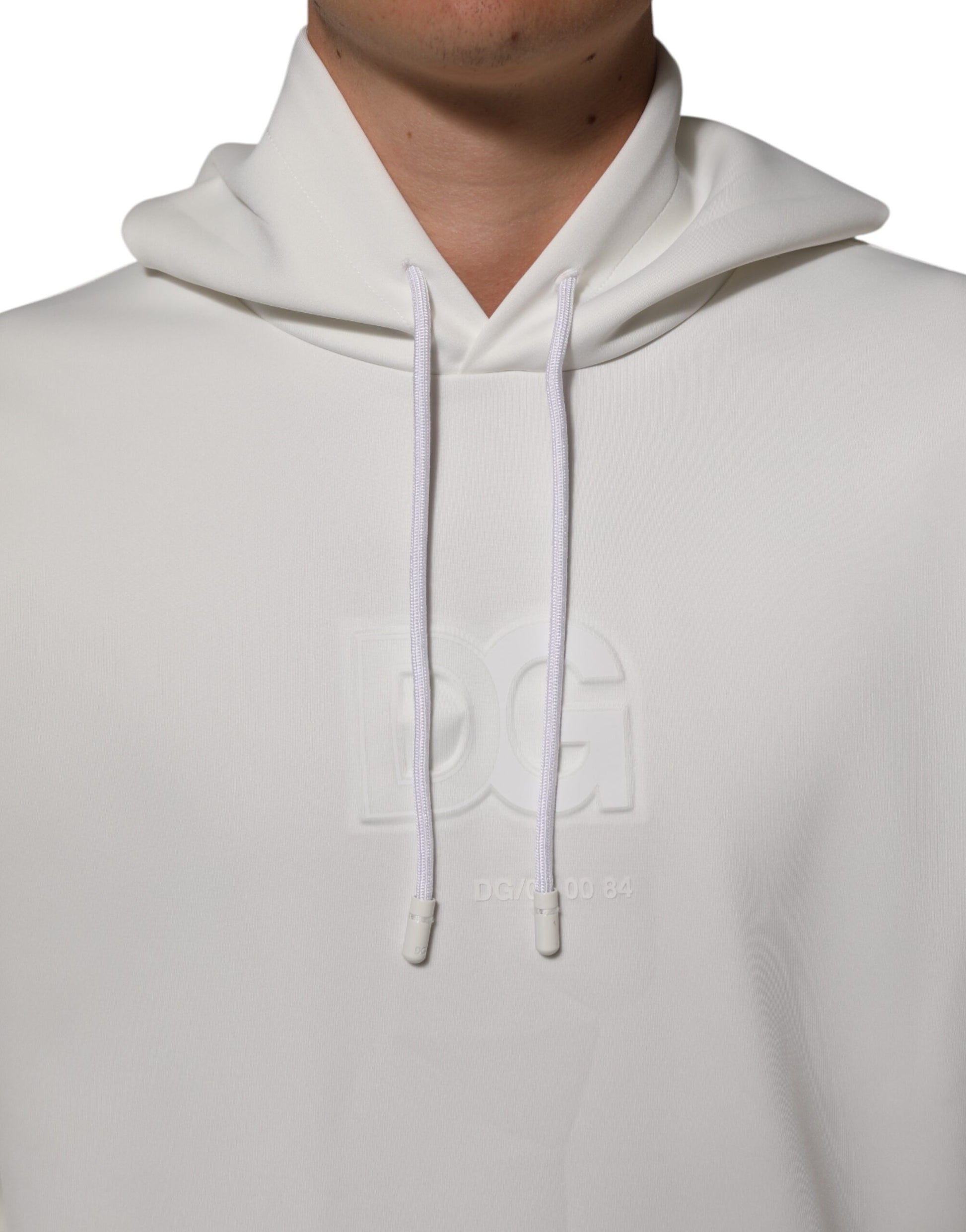 White Logo Hooded Men Sweatshirt  Sweater