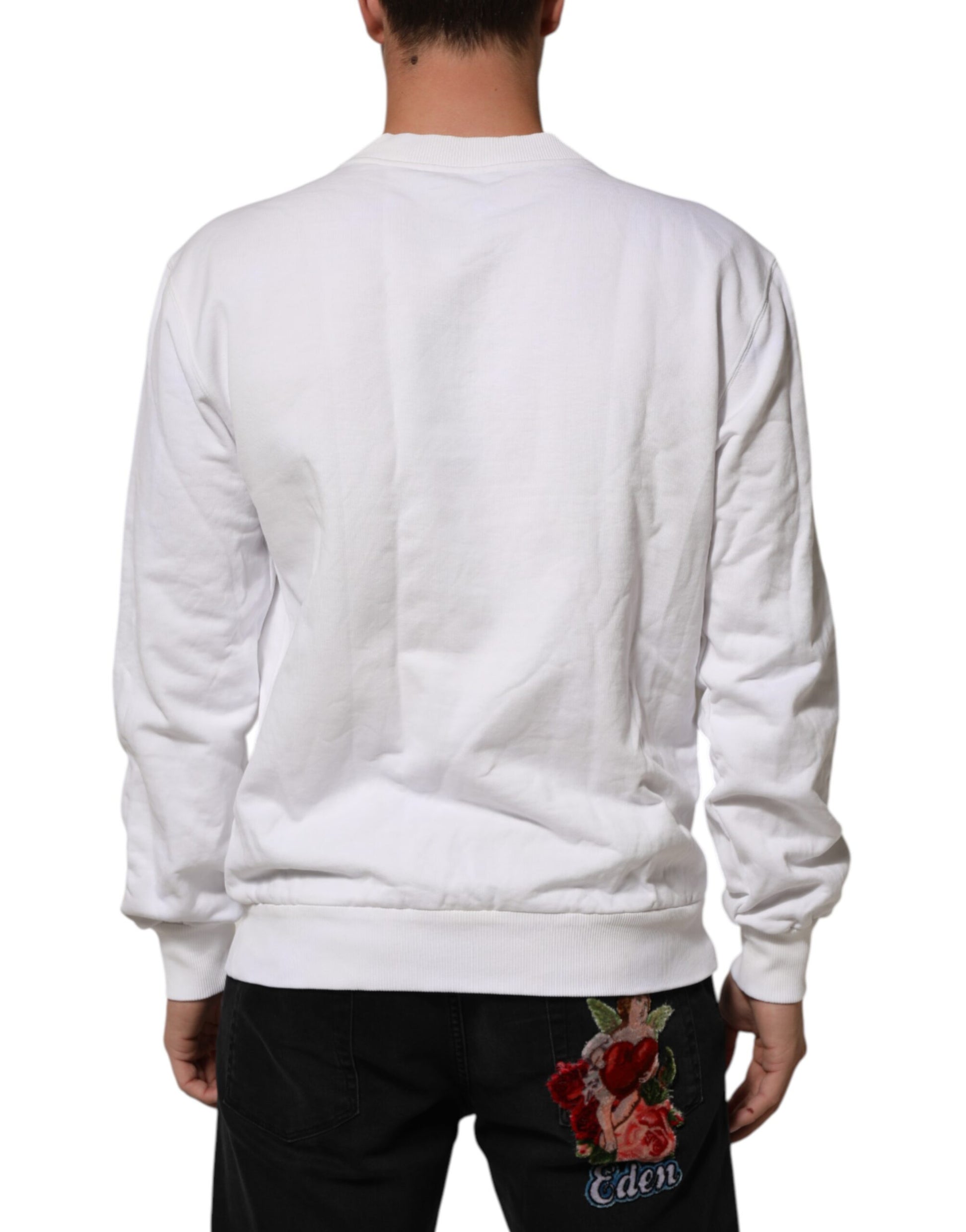 White Embossed Logo Men Sweatshirt Sweater