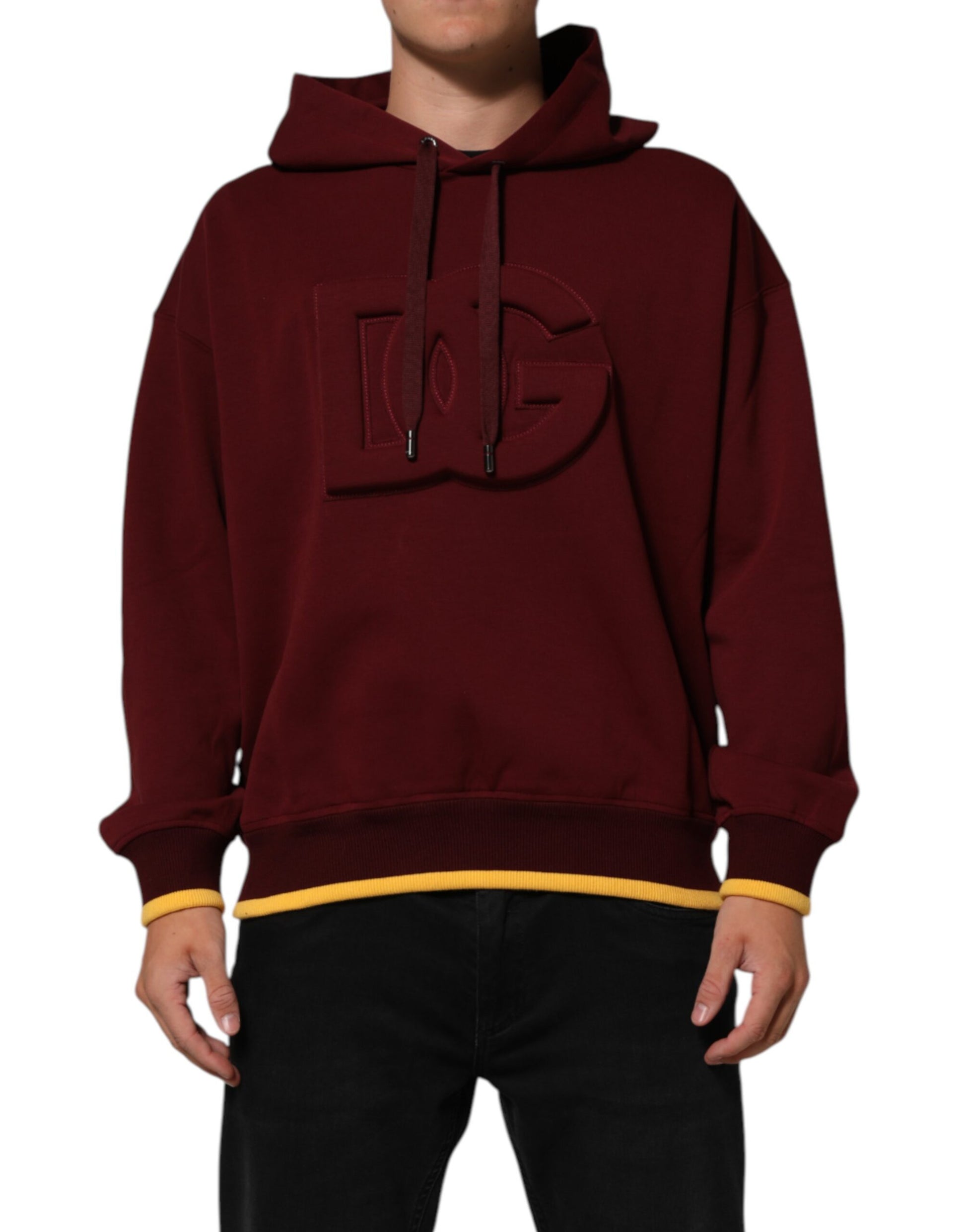 Maroon Embossed Logo Hooded Sweatshirt Sweater
