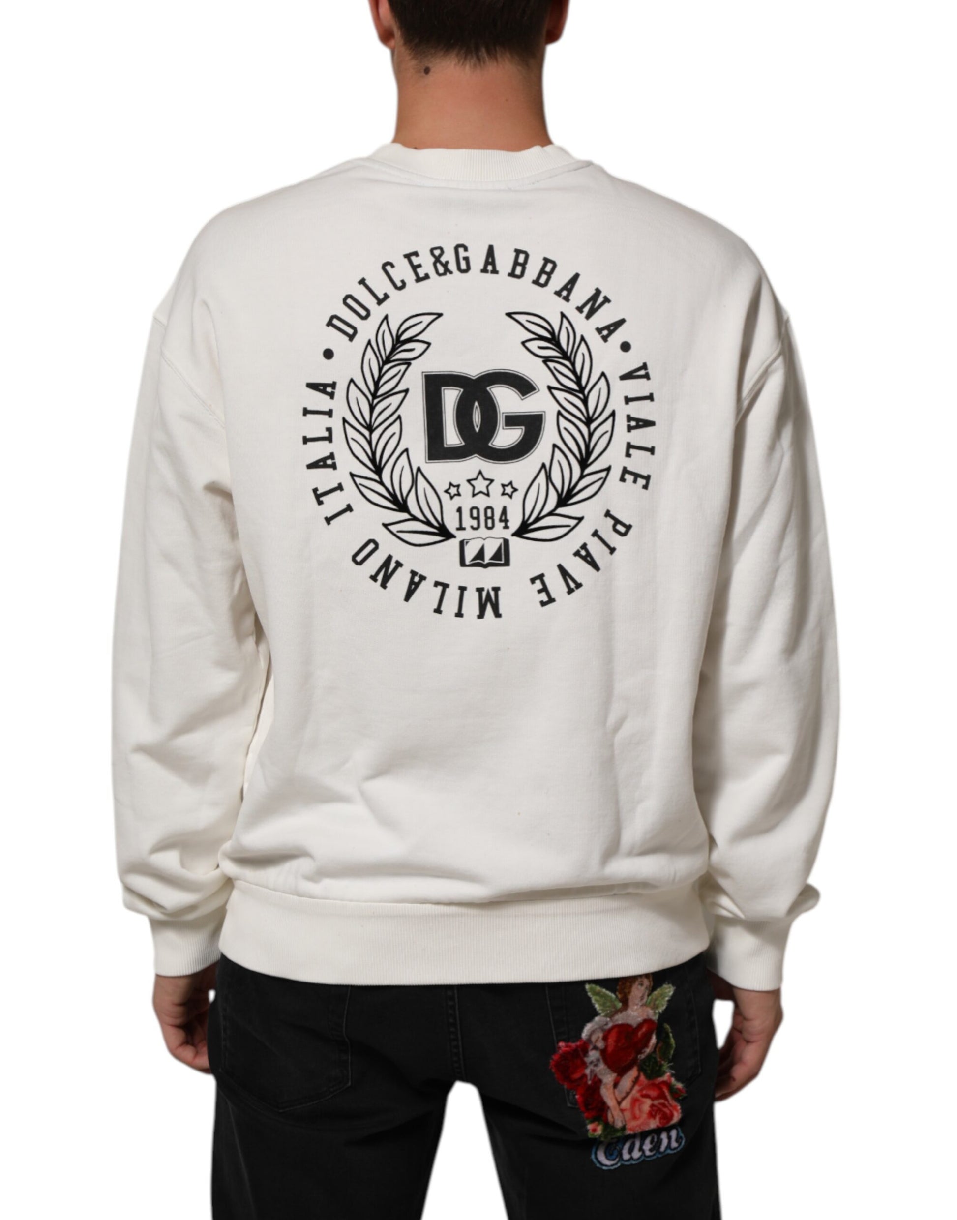 White DG Logo Crew Neck Sweatshirt Sweater