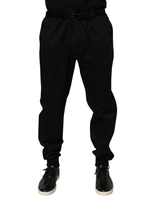 Black Cotton Stretch Casual Trouser Pants