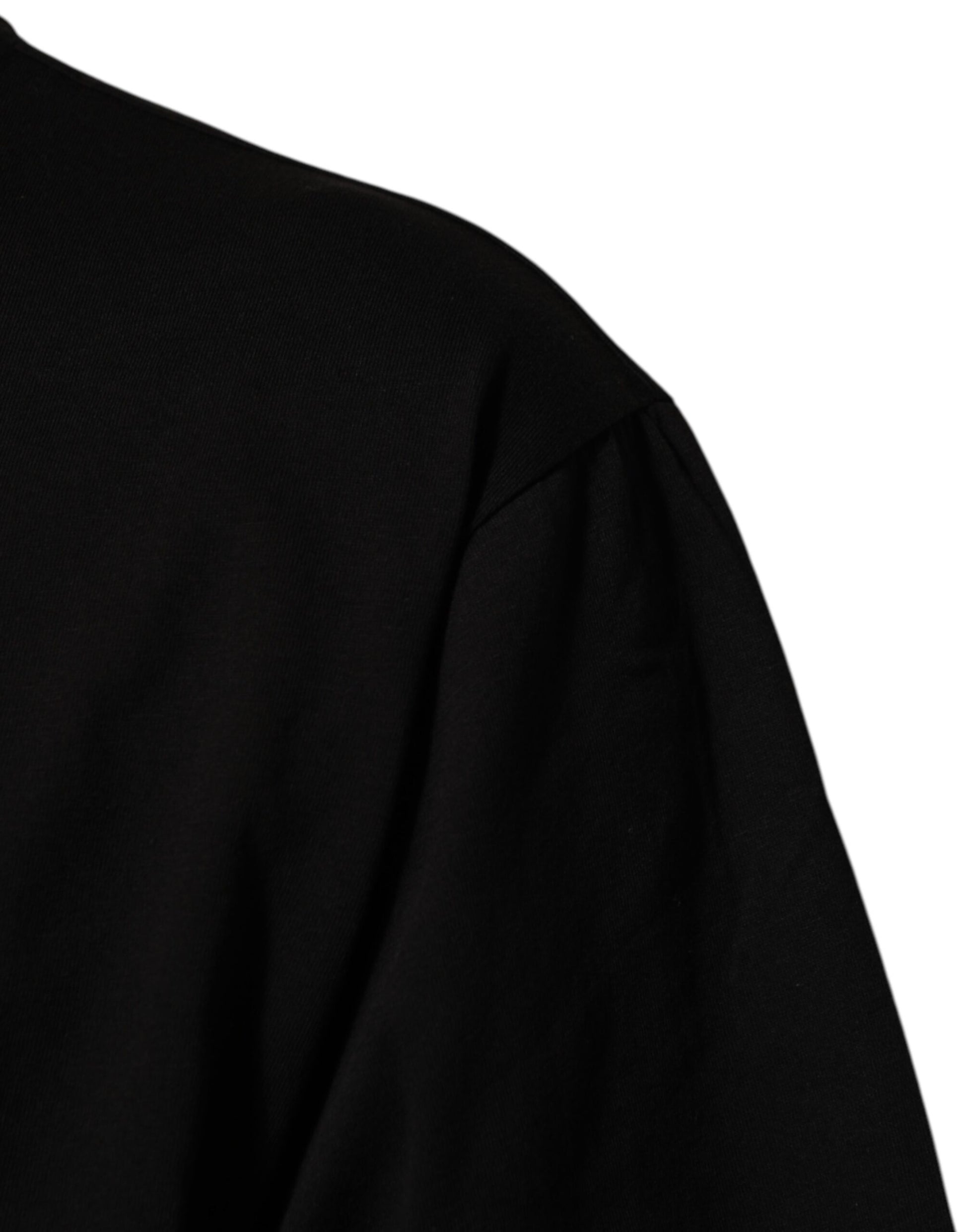Black Logo Print Cotton Men Crew Neck T-shirt