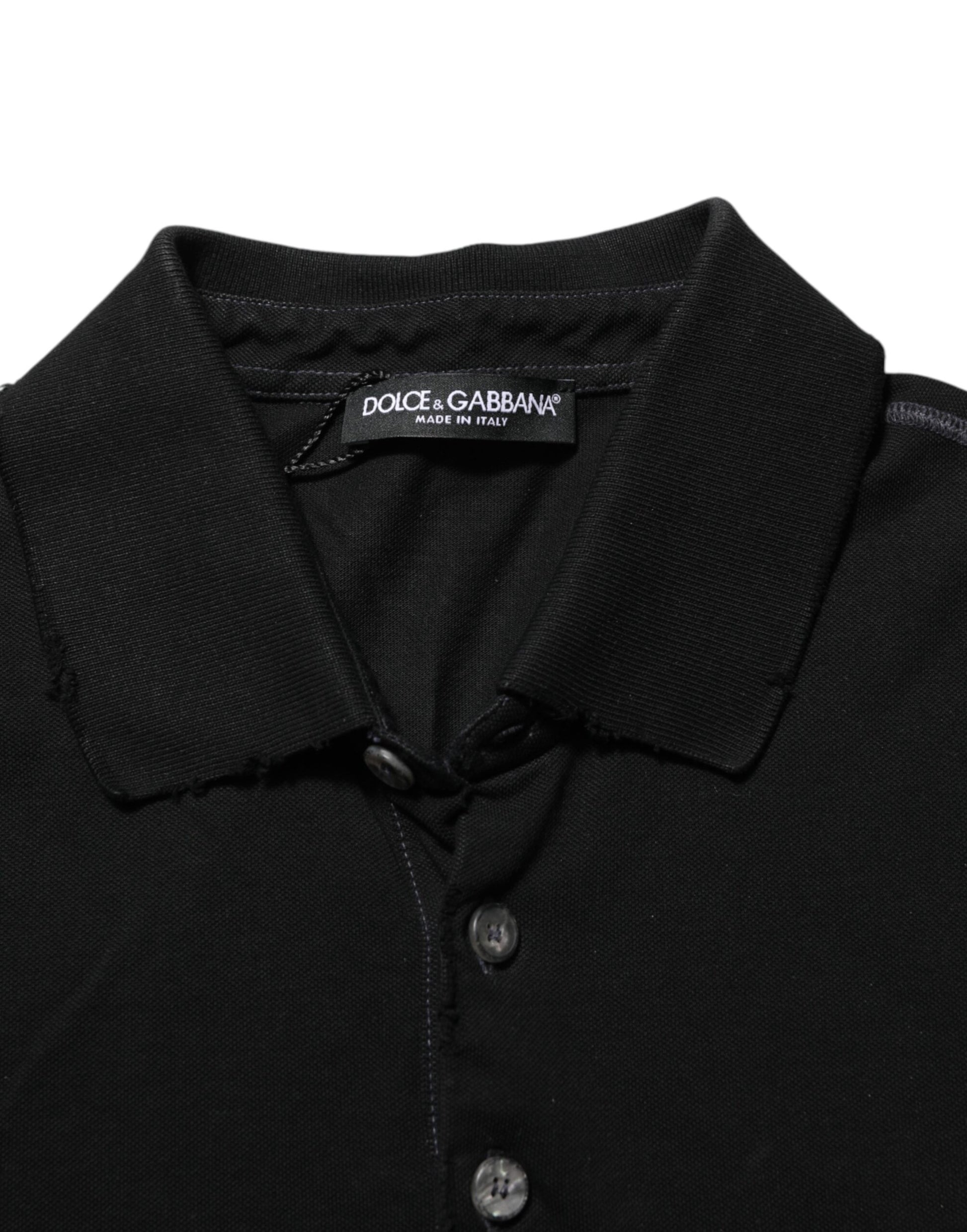 Black Cotton Graphic Print PoloShirt T-shirt