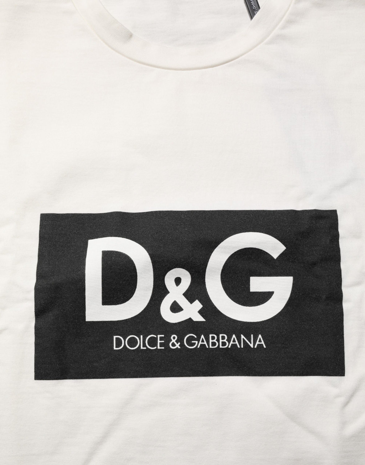 White Logo Print Cotton Crew Neck Men T-shirt