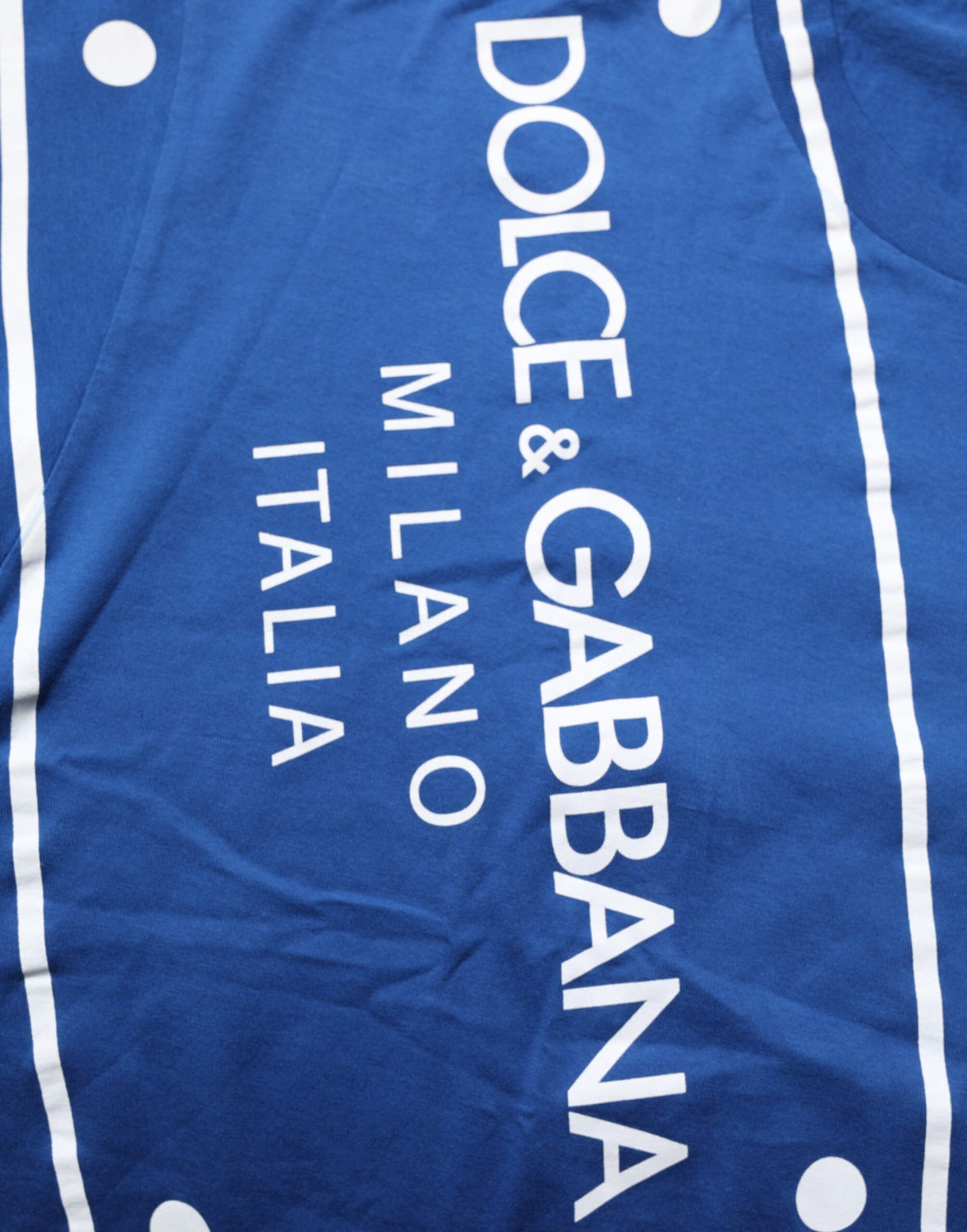 Blue Logo Print Cotton Crew Neck Men T-shirt