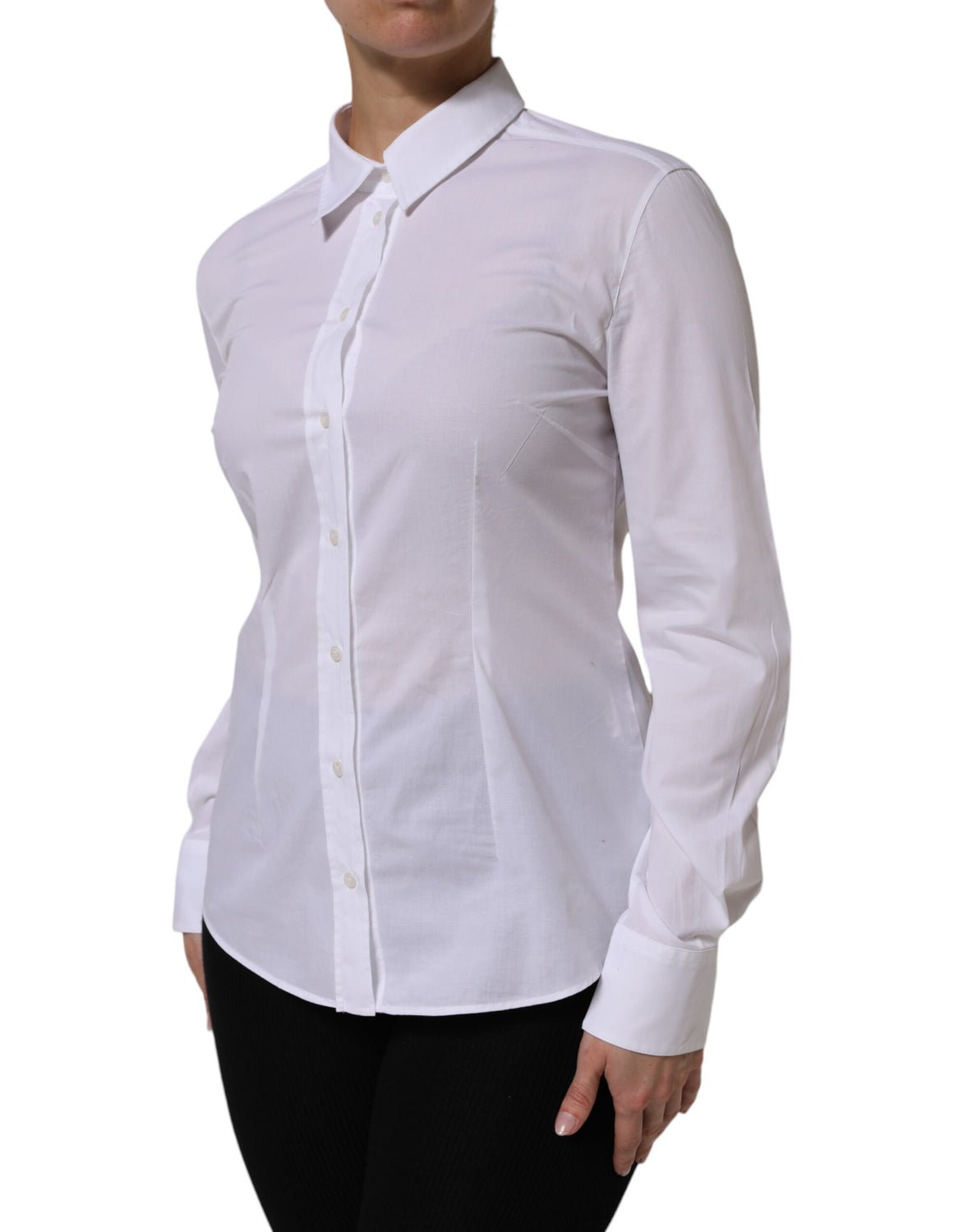 White Collared Long Sleeves Dress Shirt Top