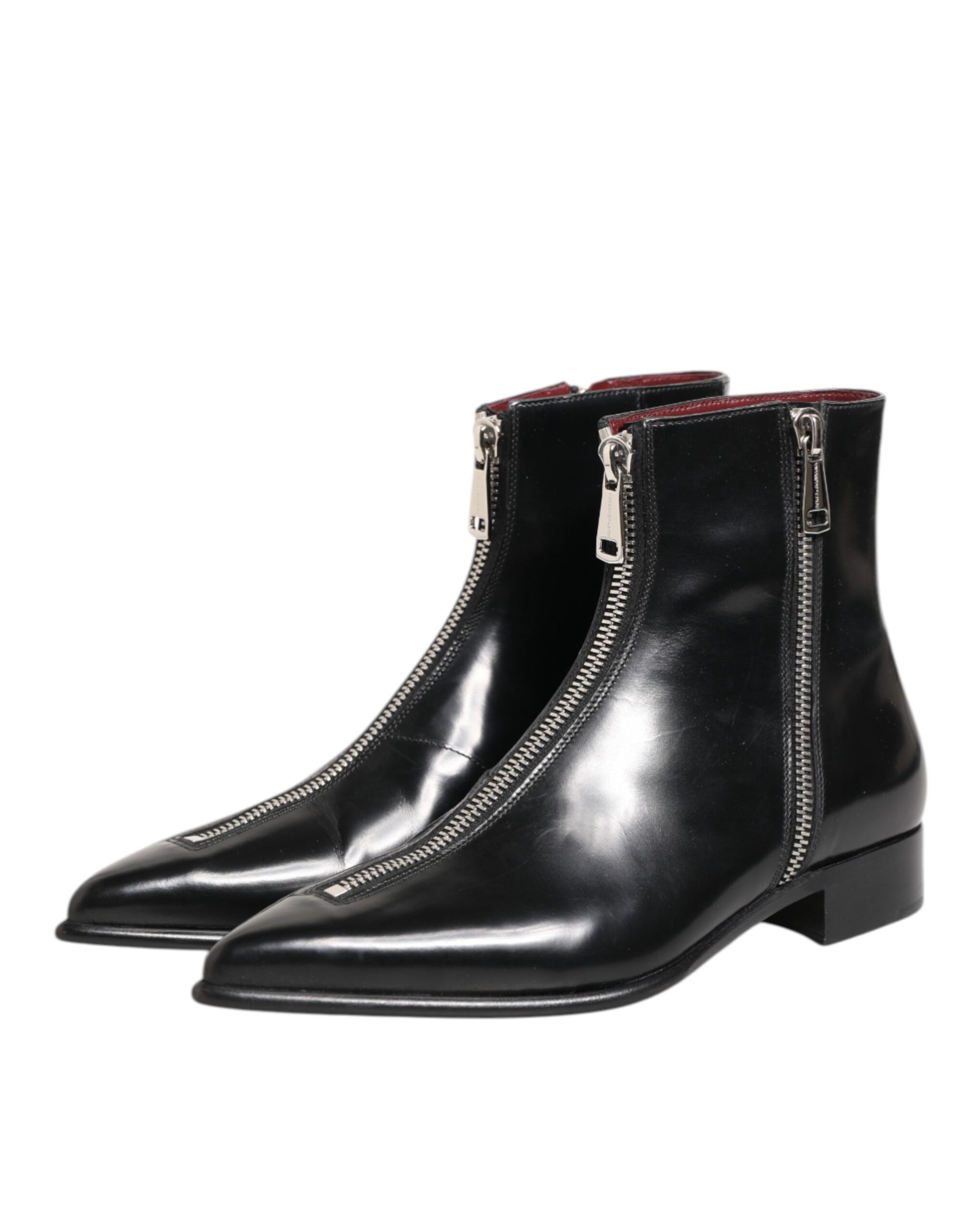 Black Calfskin Leather Men SHORT Boots Shoes