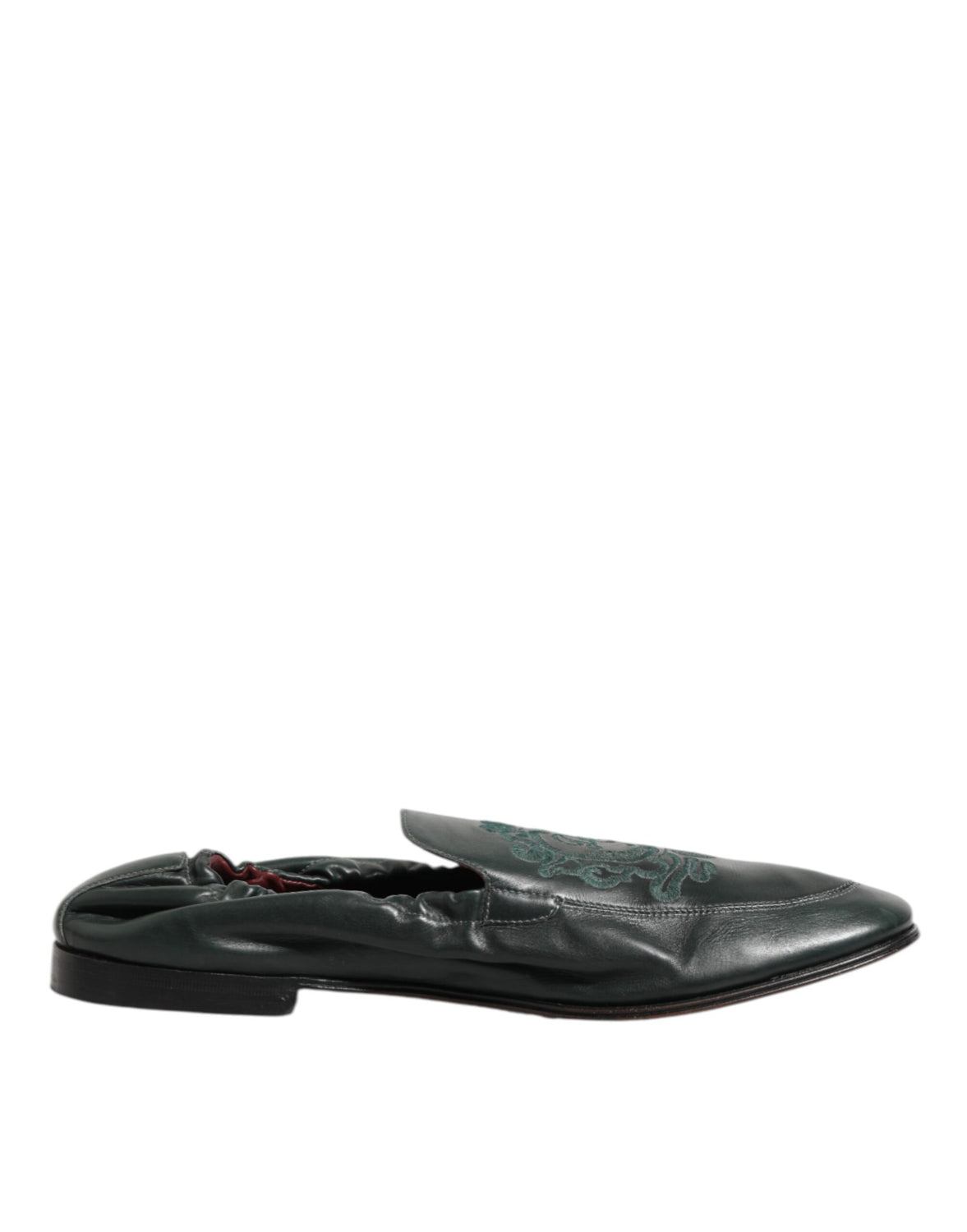 Green Leather Slip On Men Flat Loafers Shoes