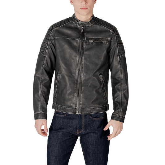 Black Polyester Biker Jacket