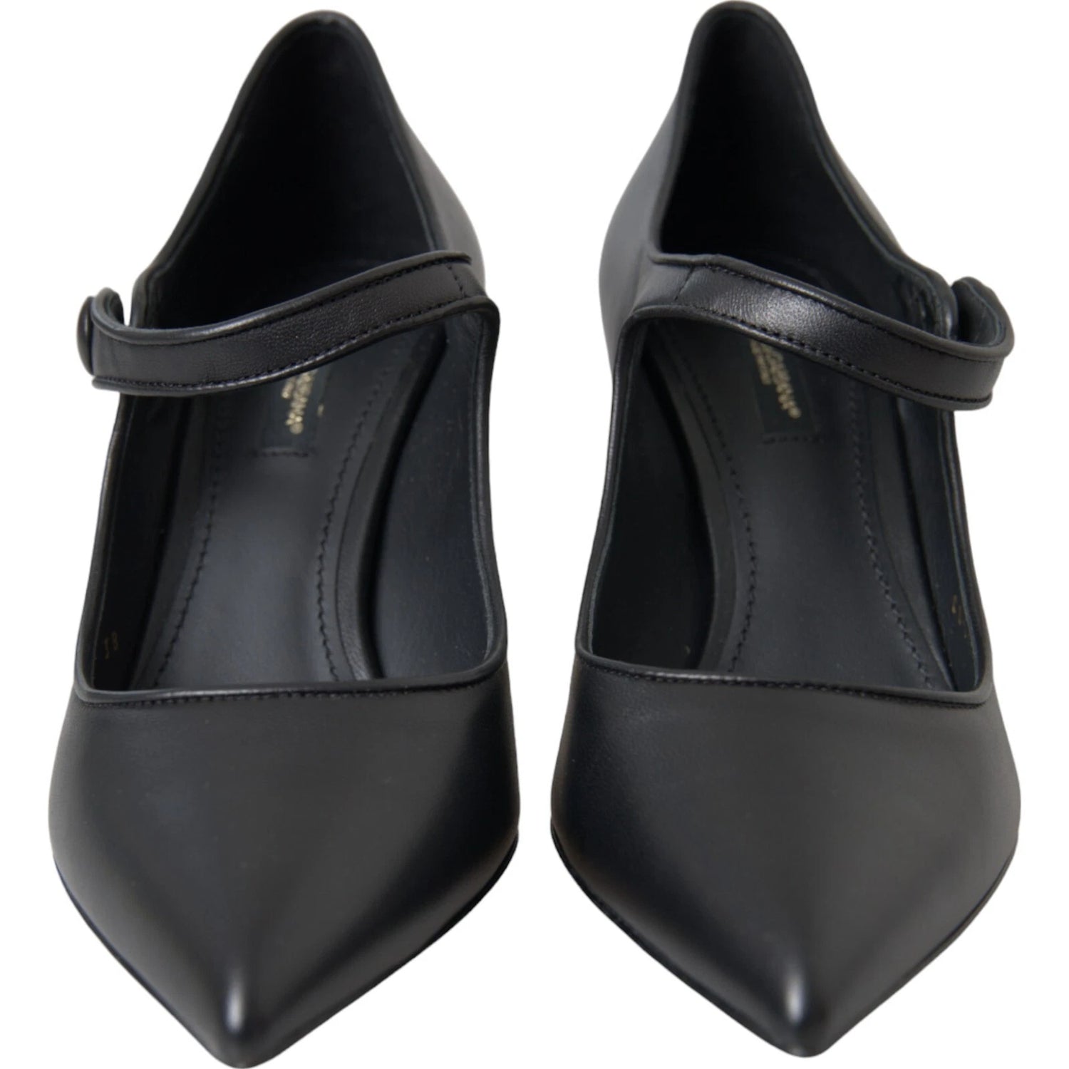 Black Leather Logo Heels Mary Janes Pumps Shoes