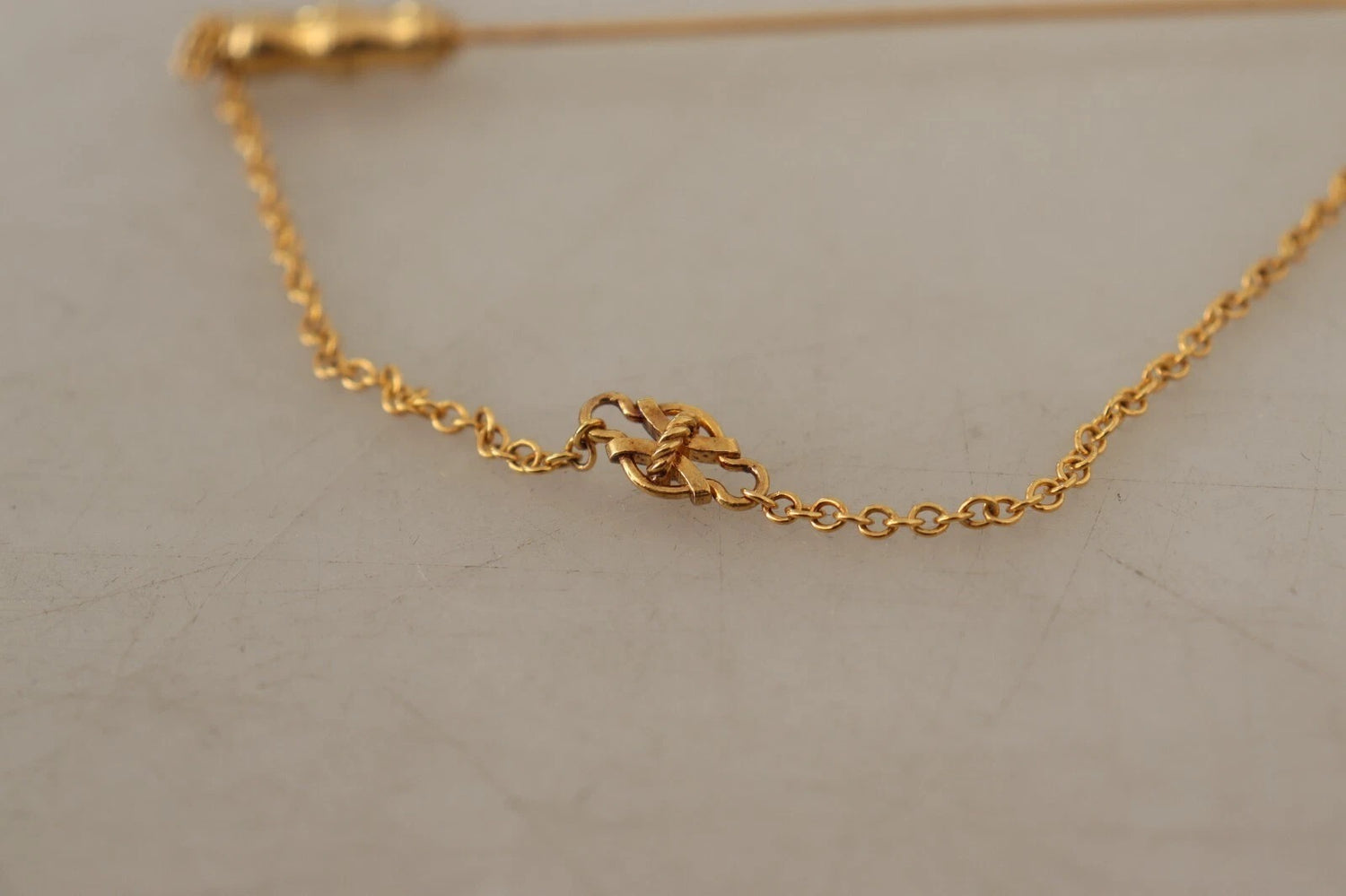 Gold Tone 925 Sterling Silver Crystal Chain Brooch