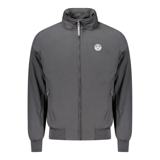 Black Polyester Men Jacket