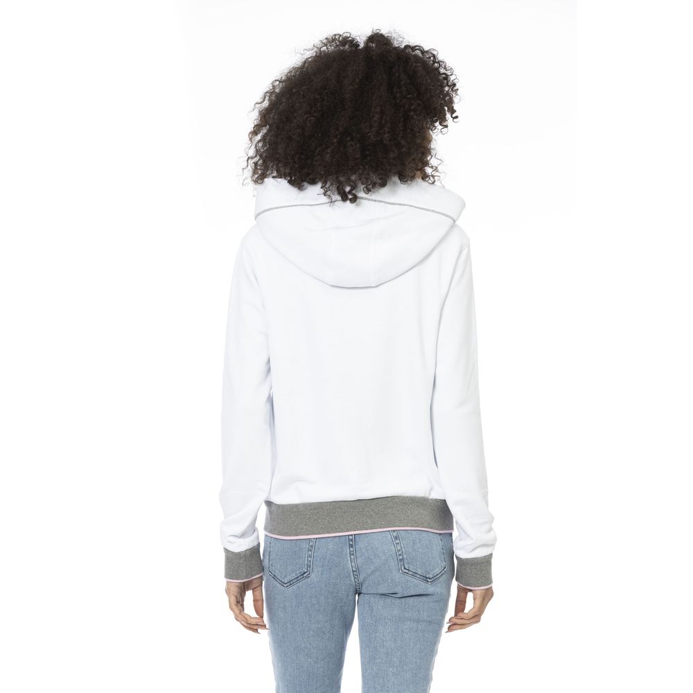 White Cotton Women Sweatshirt Top