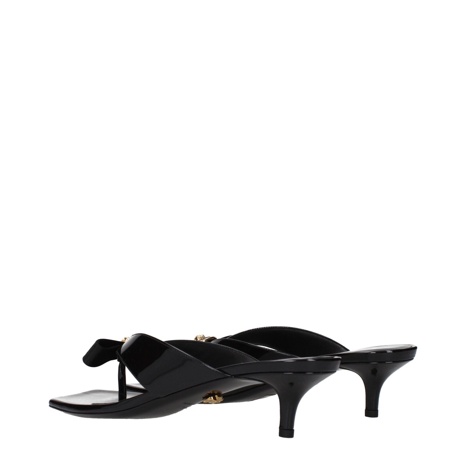 Black Leather Stiletto Heels Sandals