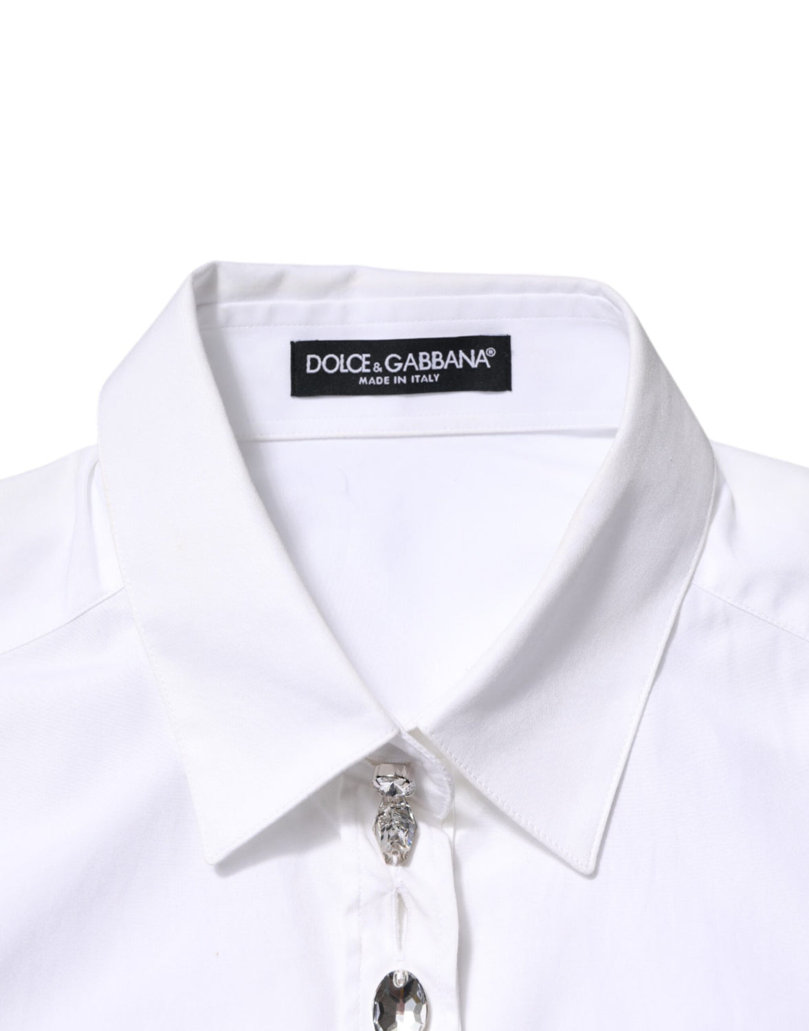 White Crystal Embellished Dress Shirt Top