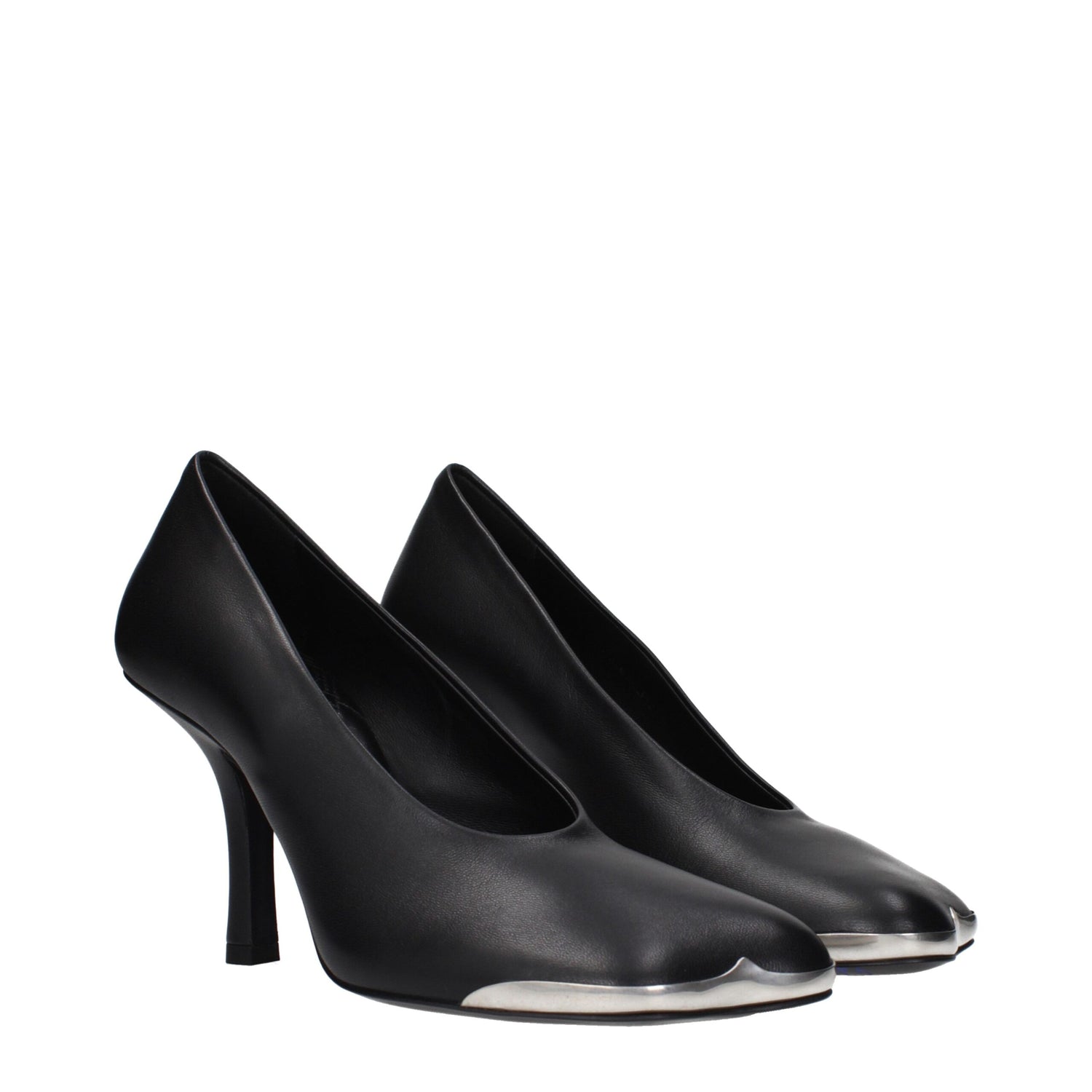 Black Leather High Heel Pumps