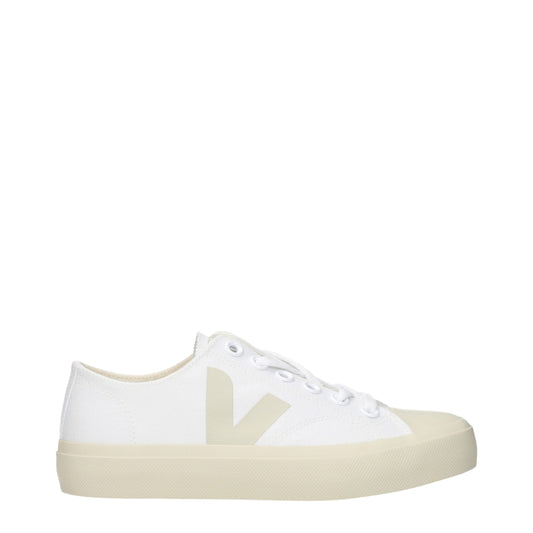 White Fabric Low Top Sneakers