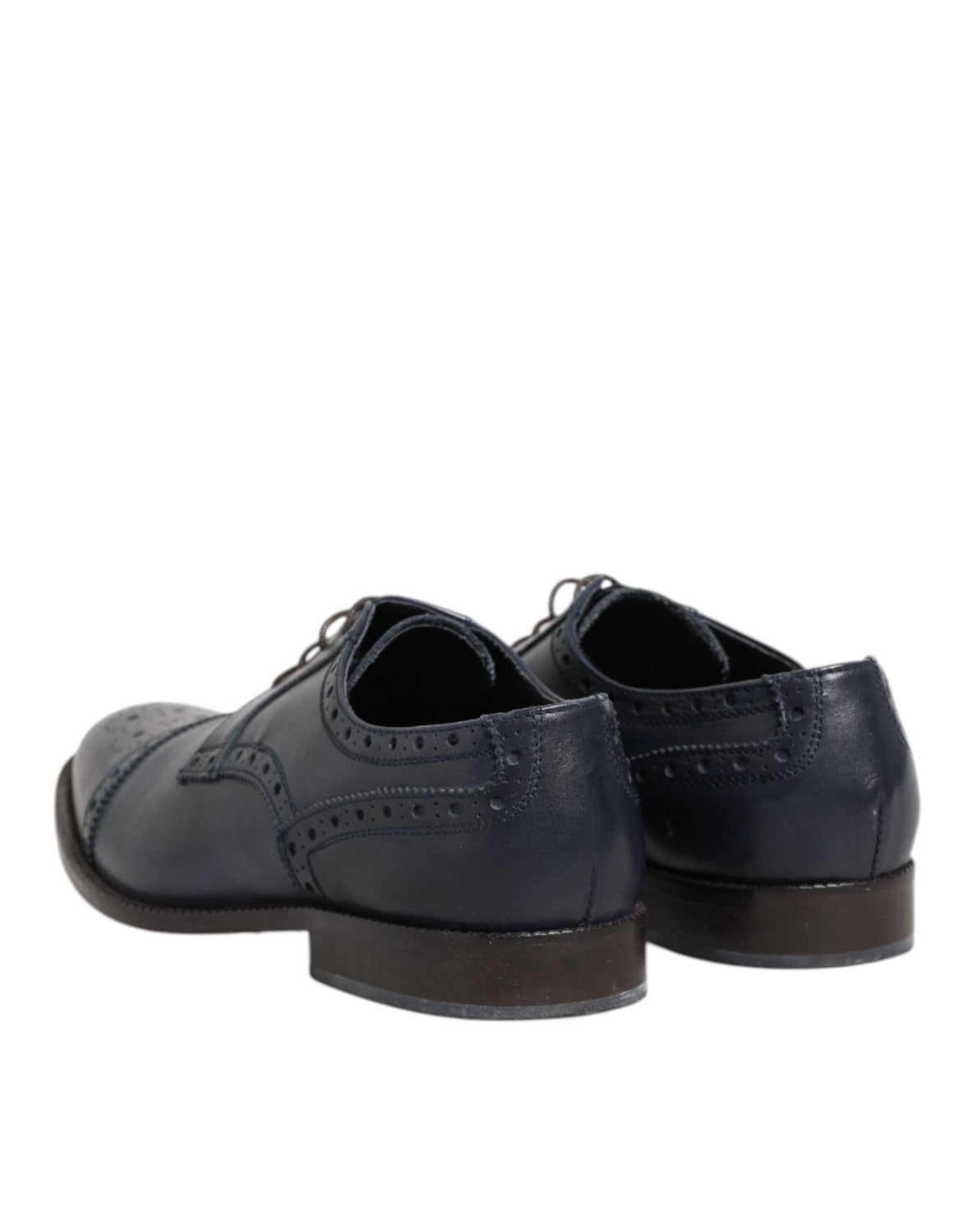 Blue Leather Wingtip Lace-up Formal Derby Shoes