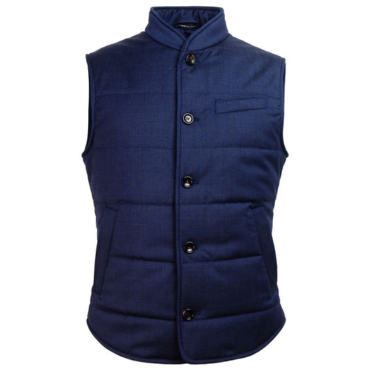 Blue Wool Sleveless Jacket