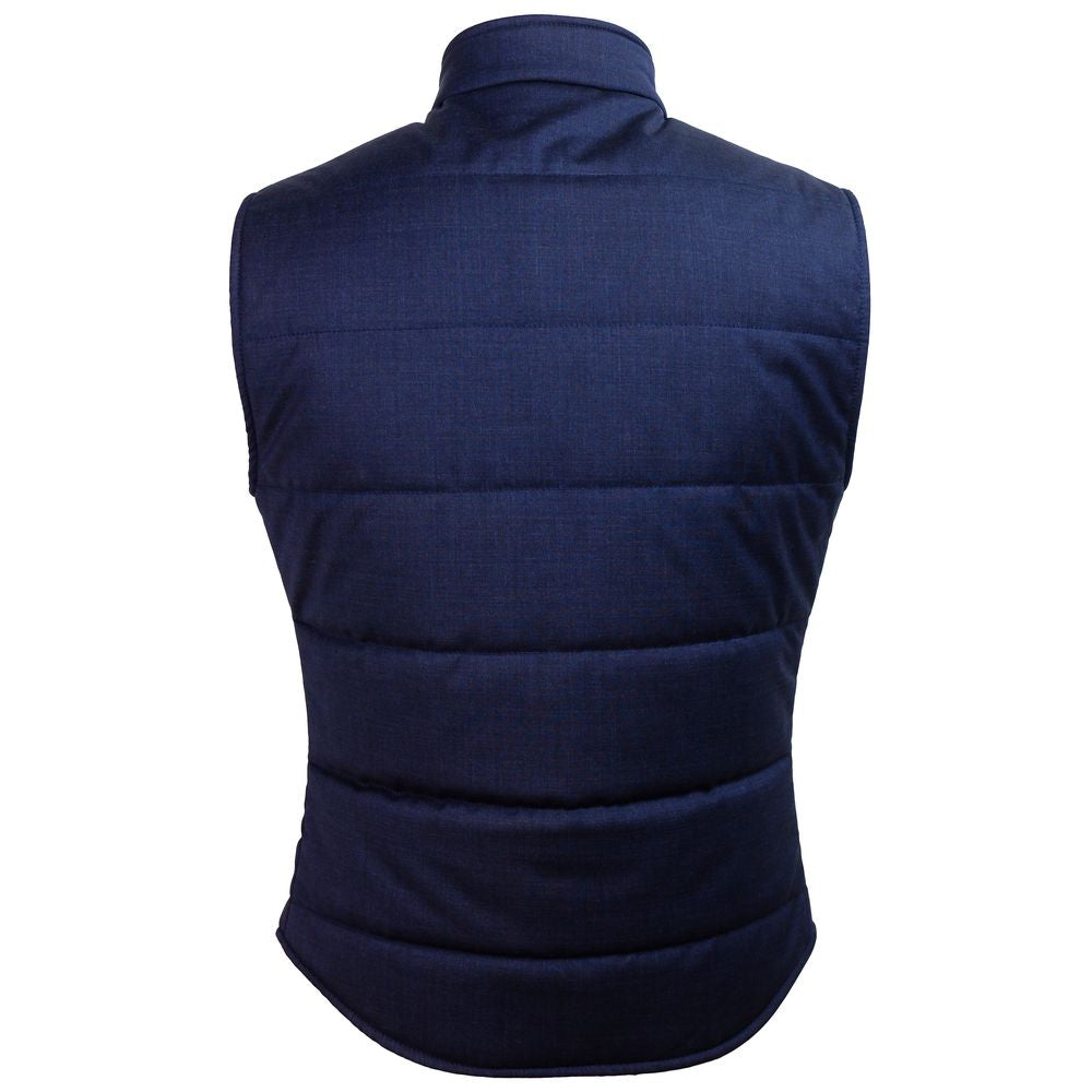 Blue Wool Sleveless Jacket