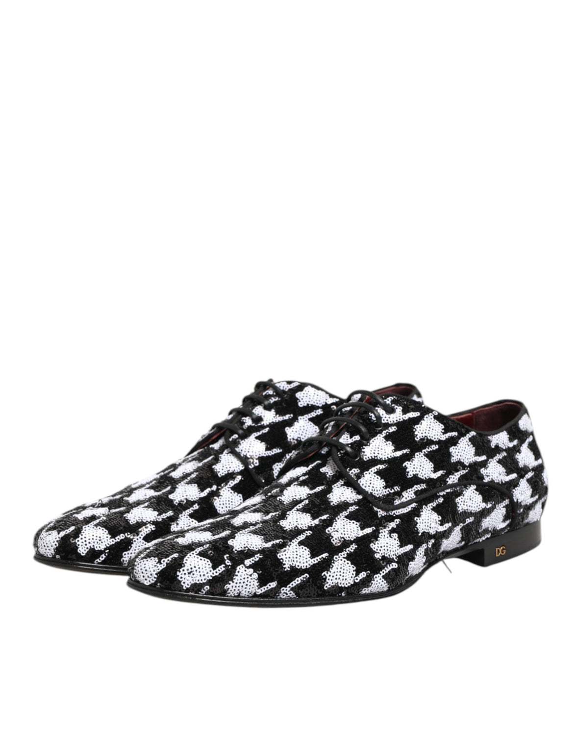 Dress Black White Sequined Lace Up Derby Shoes