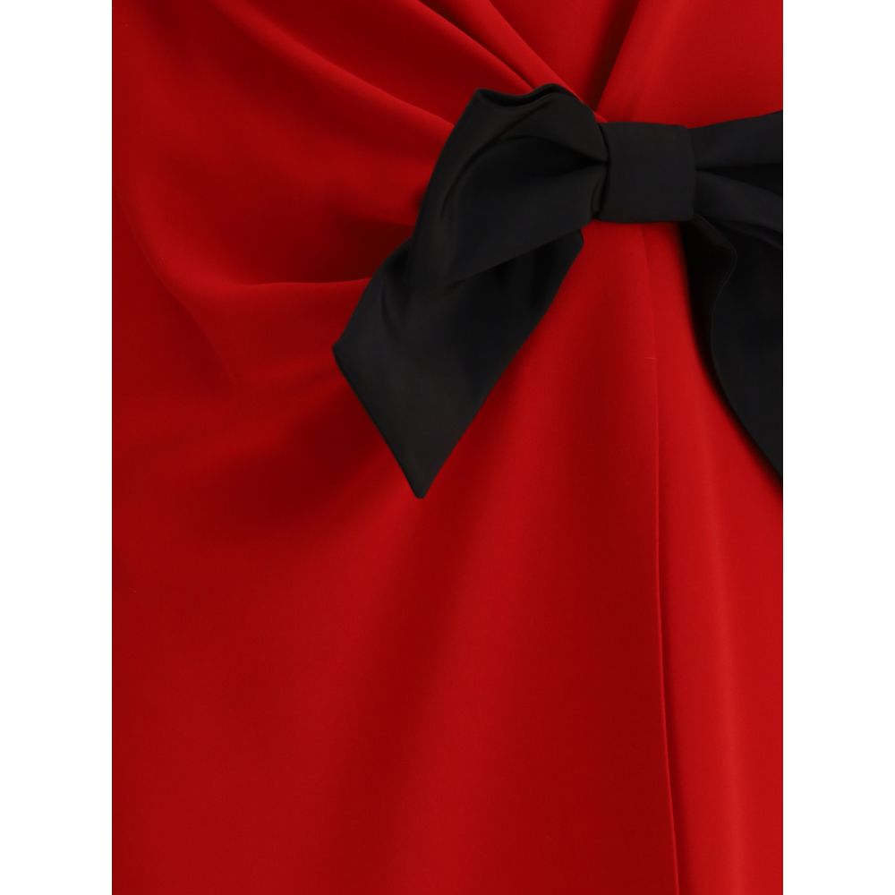 Short Silk Dress with Bow