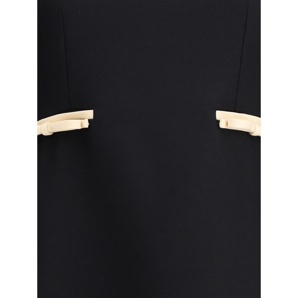 Wool Dress with Bow