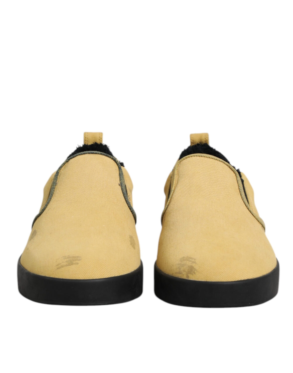 Yellow Cotton Low Top Slip On Sneakers Shoes