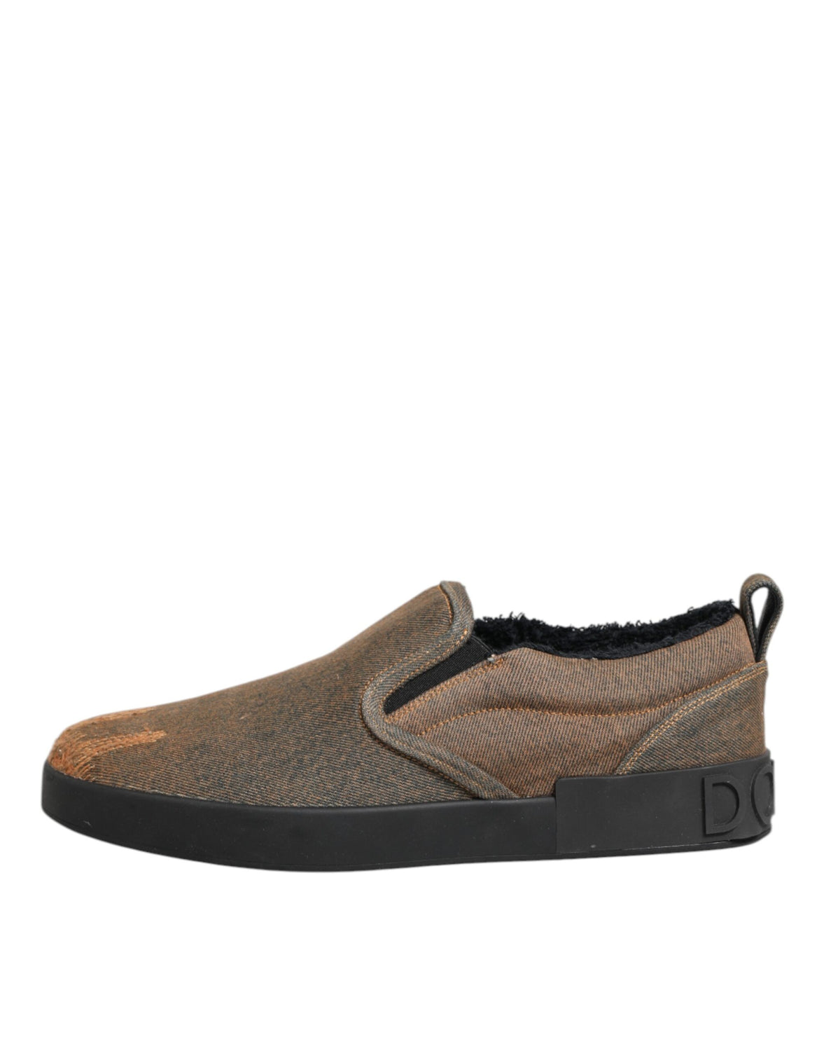 Brown Cotton Low Top Slip On Sneakers Shoes