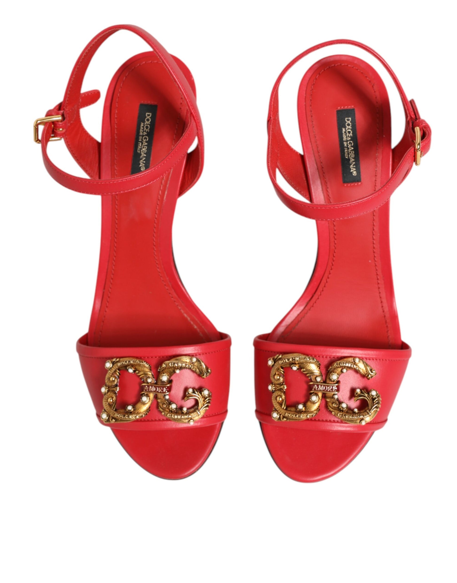 Red Ankle Strap Stiletto Heels Sandals Shoes