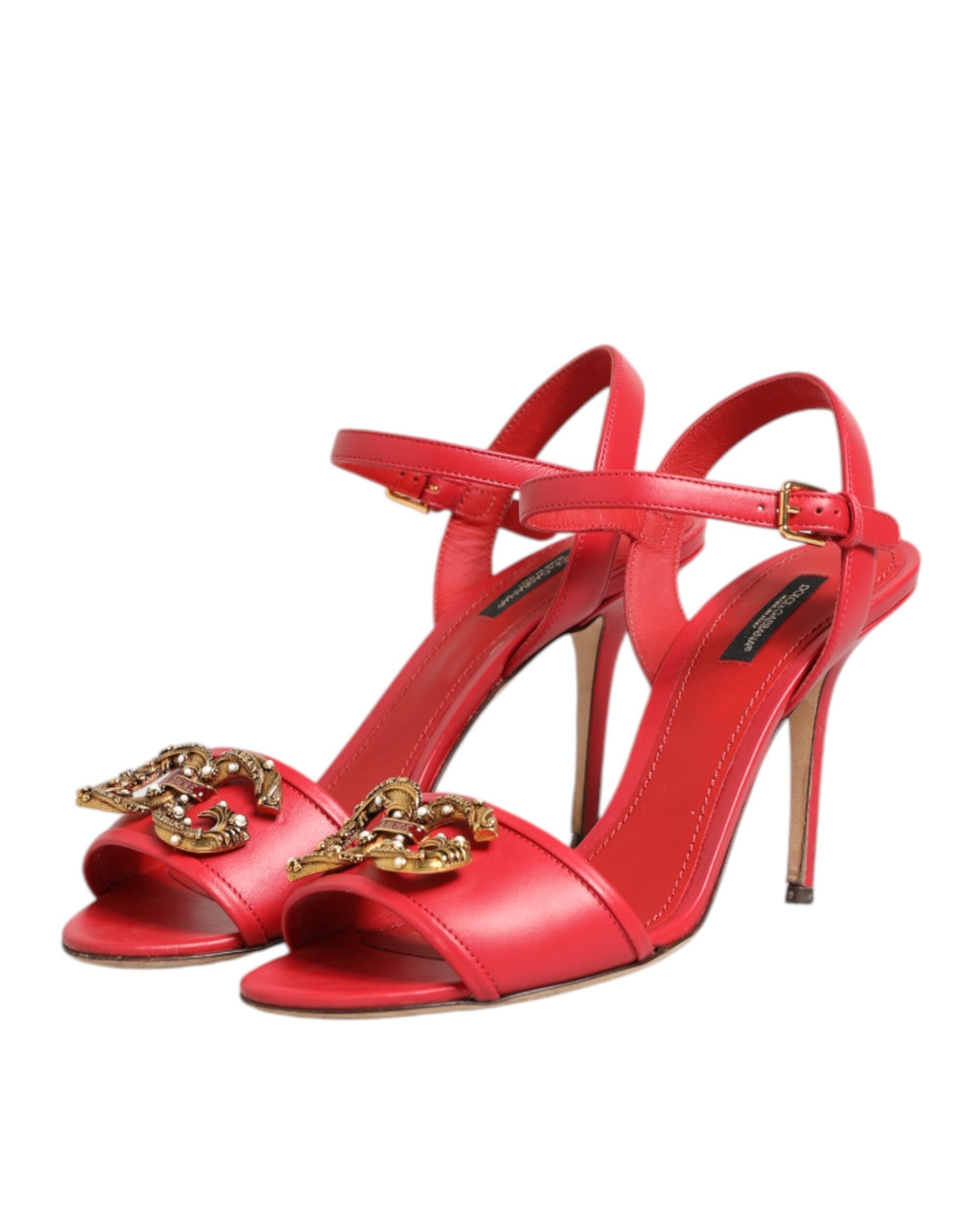Red Ankle Strap Stiletto Heels Sandals Shoes