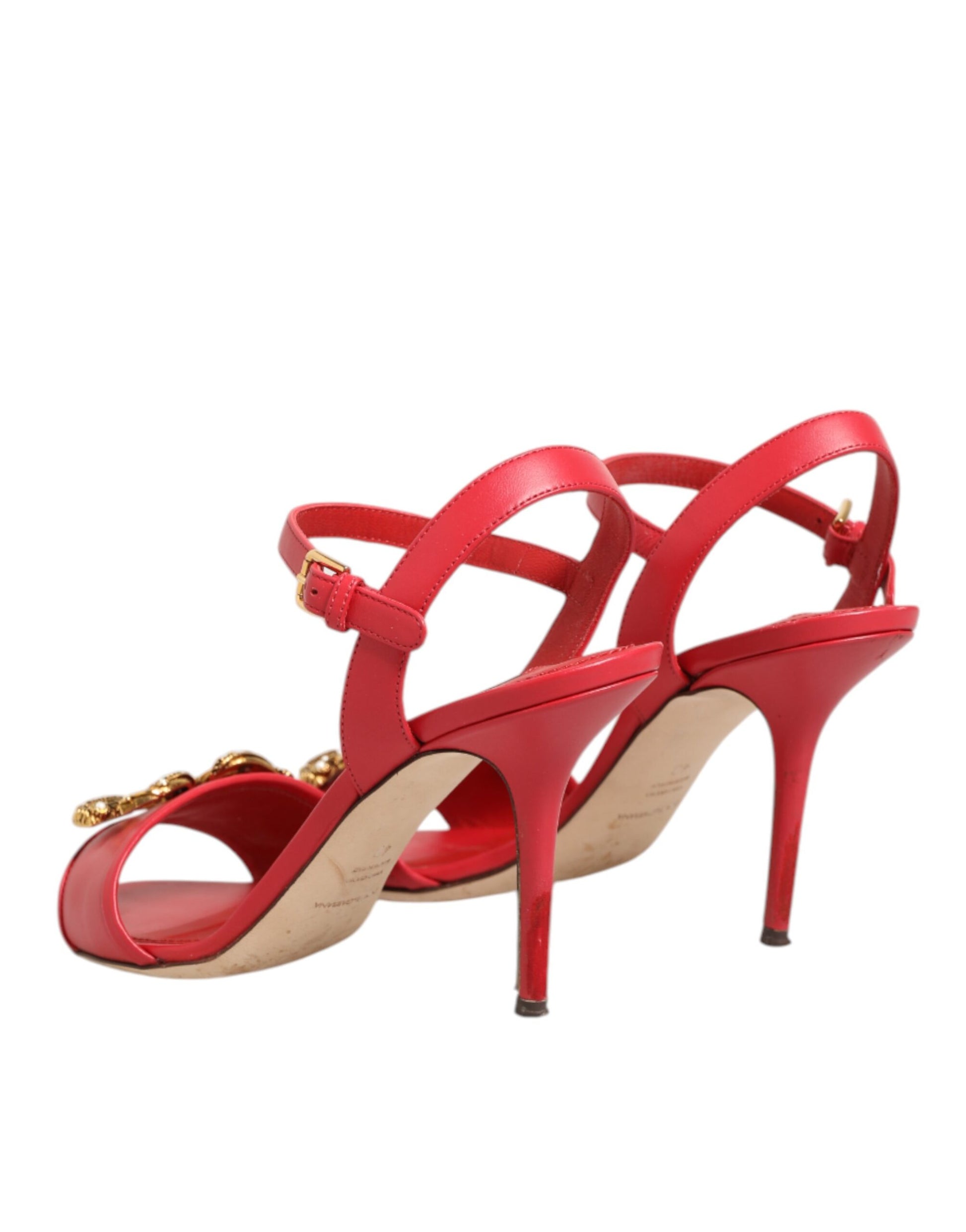 Red Ankle Strap Stiletto Heels Sandals Shoes