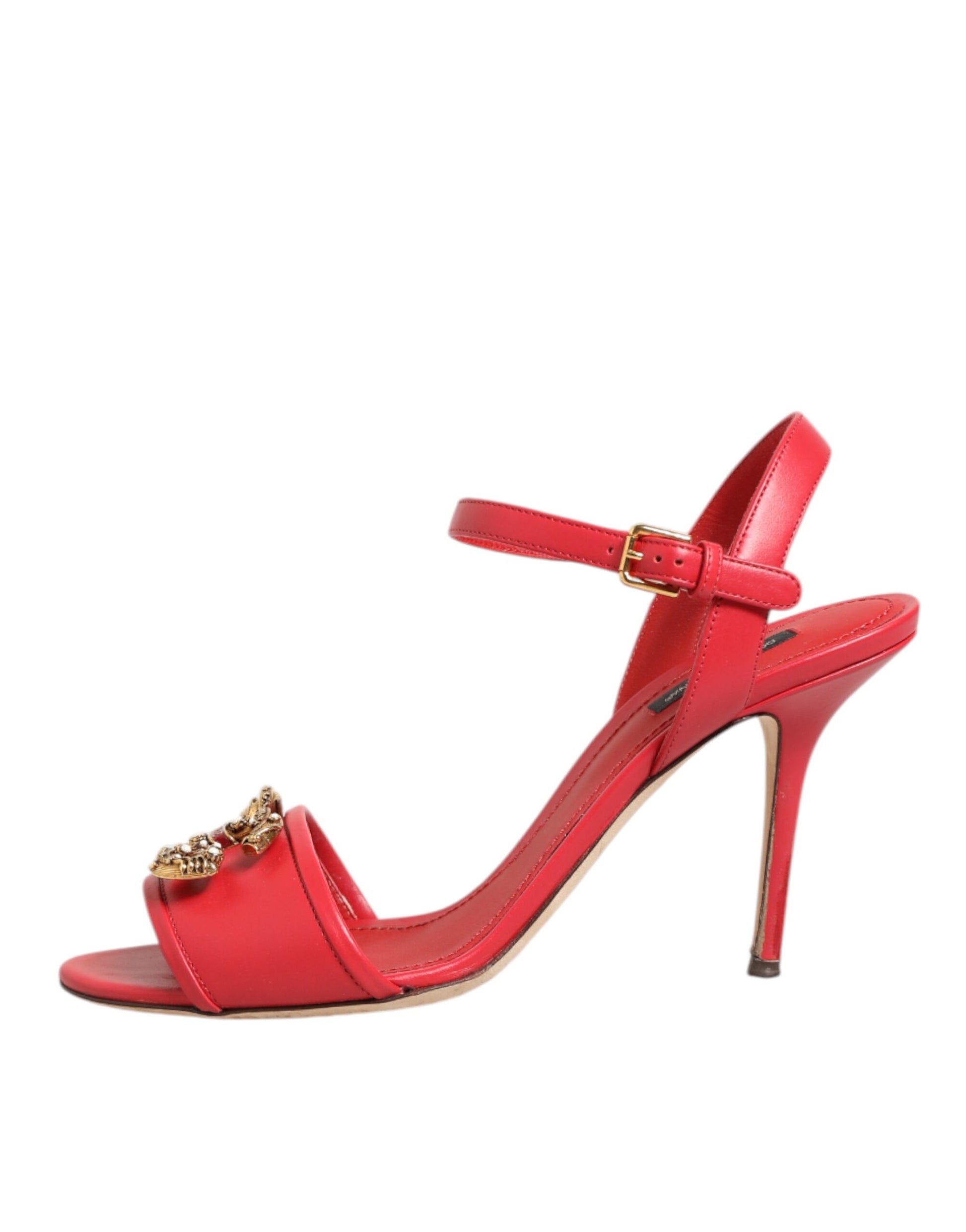 Red Ankle Strap Stiletto Heels Sandals Shoes