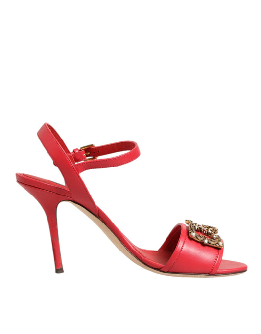 Red Ankle Strap Stiletto Heels Sandals Shoes