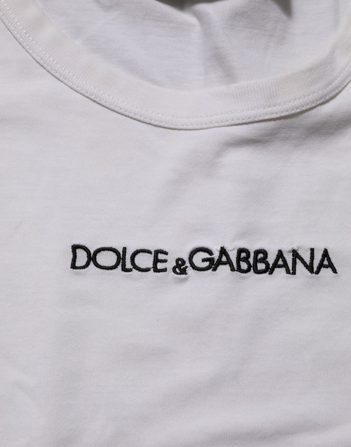 White Logo Print Cotton Crew Neck Men T-shirt