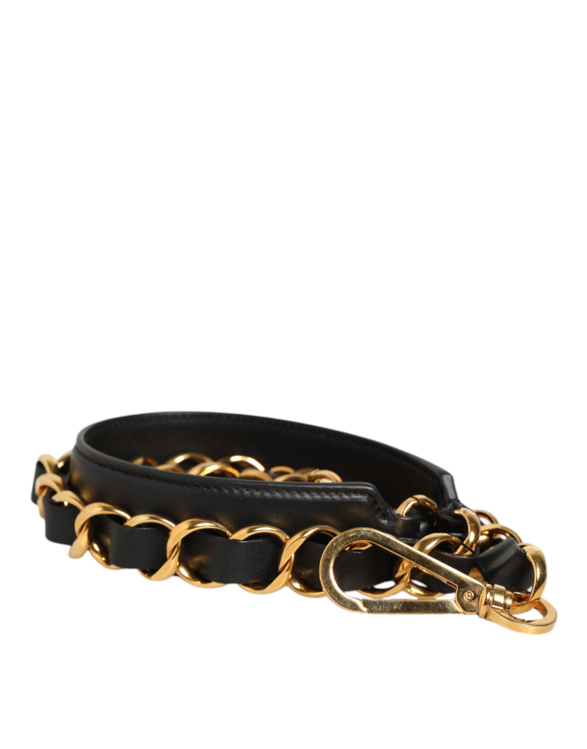 Black Leather Gold Chain Bag Accessory Shoulder Strap