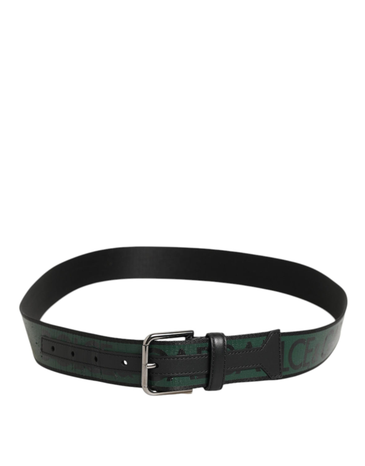 Green Black Classic Metal Logo Buckle Belt