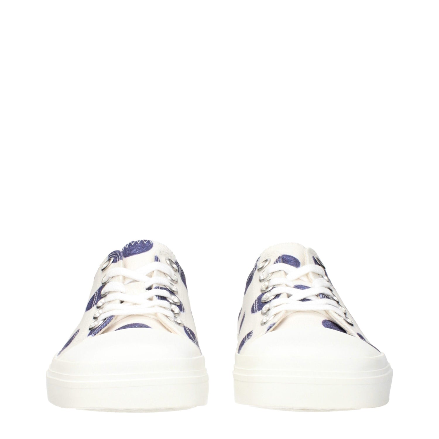 White Fabric Low Tops