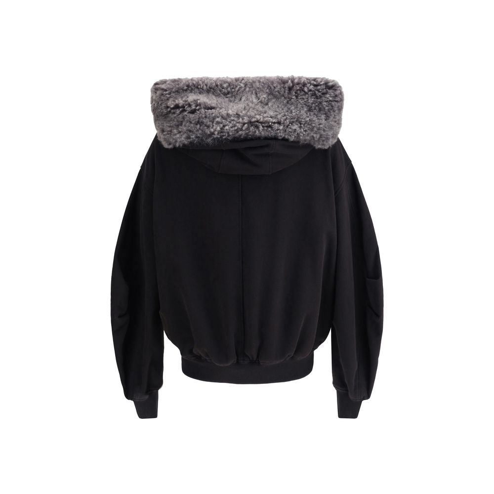 Hooded Sweatshirt with wide fur-trimmed hood