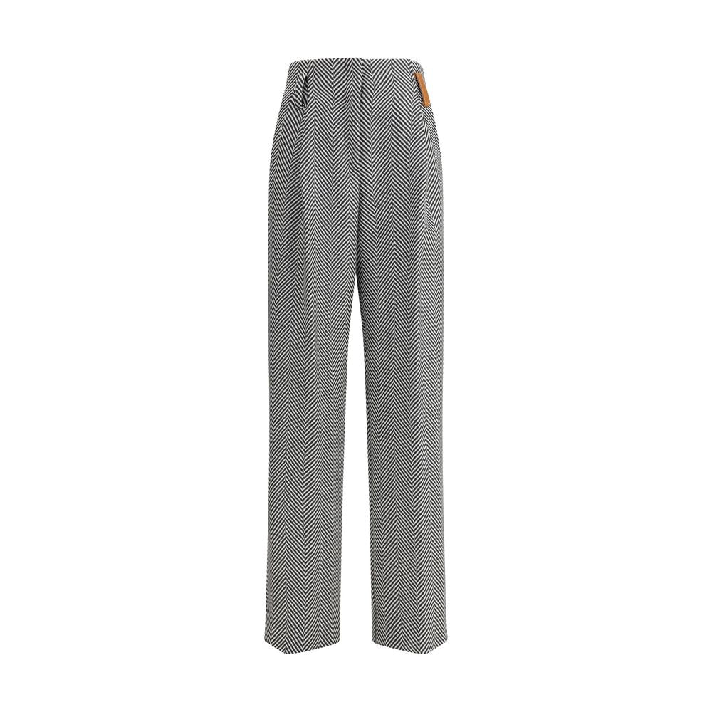 High-waisted Wool Trousers with chevron pattern