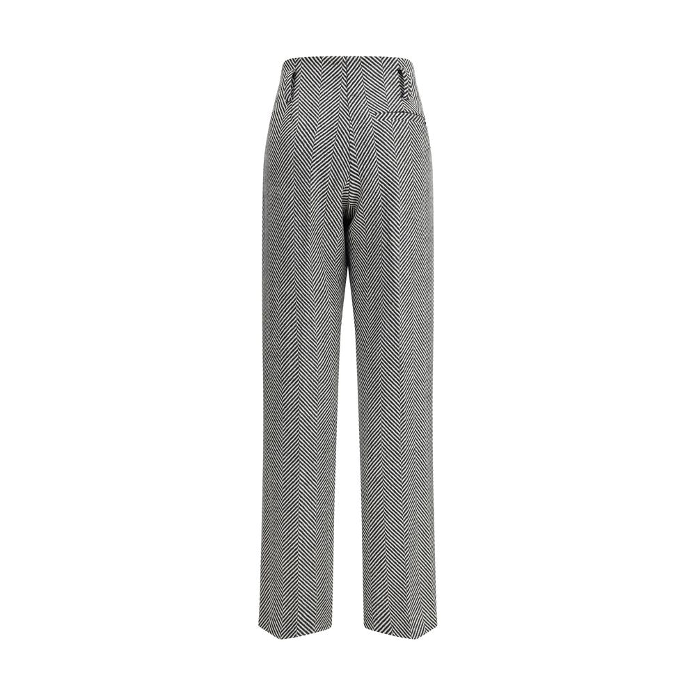 High-waisted Wool Trousers with chevron pattern
