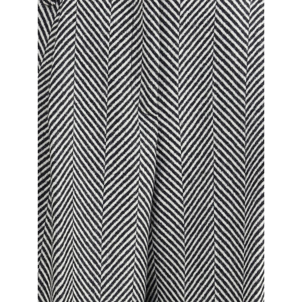 High-waisted Wool Trousers with chevron pattern