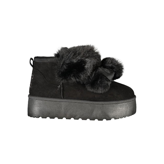 Black Polyester Women Boot