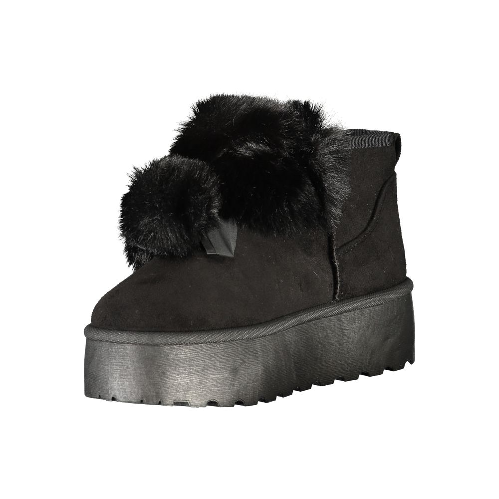 Black Polyester Women Boot