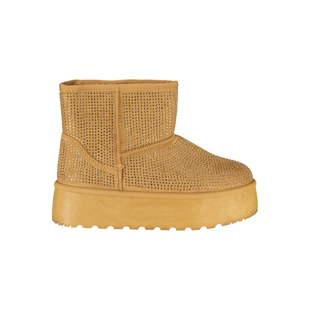 Brown Polyester Women Boot